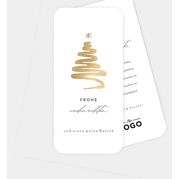 Weihnachtskarte Golden tree, Postkarte hoch (100 x 210mm)