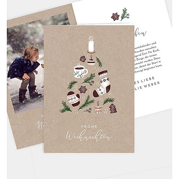 Weihnachtskarte Hygge Tree · Crafty, Klappkarte hoch (105 x 148mm)