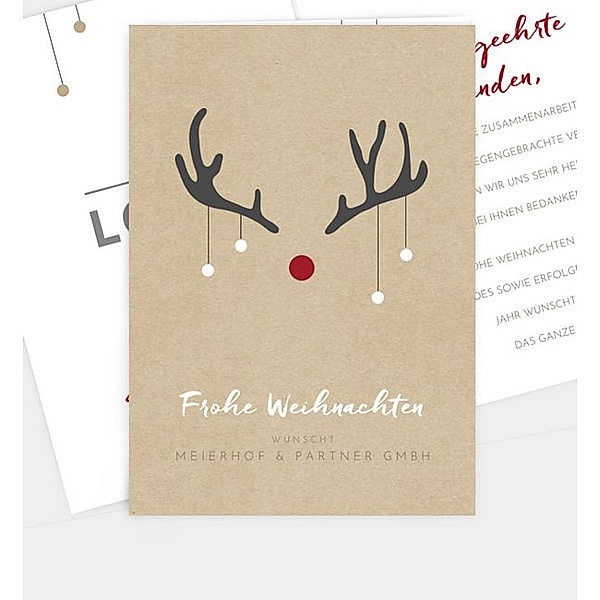 Weihnachtskarte Rudolf • Crafty, Klappkarte hoch (120 x 170mm)