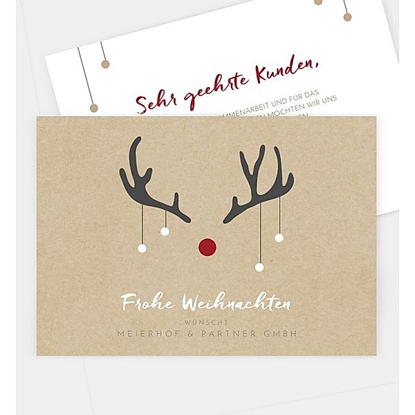 Weihnachtskarte Rudolf • Crafty, Postkarte quer (170 x 120mm)