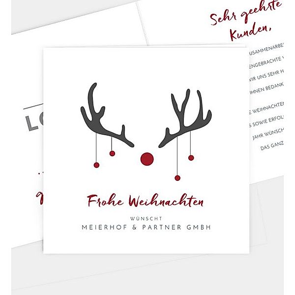Weihnachtskarte Rudolf, Klappkarte quadratisch (145 x 145mm)