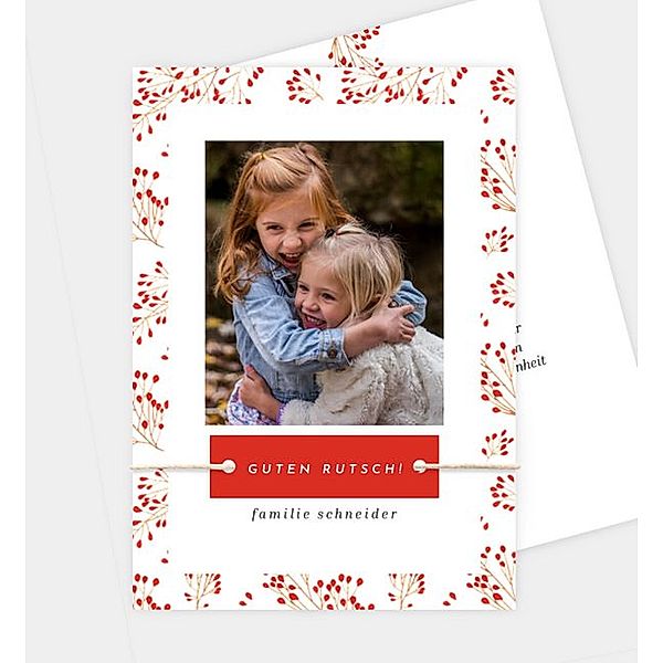 Weihnachtskarte Schneebeeren, Postkarte hoch (120 x 170mm)