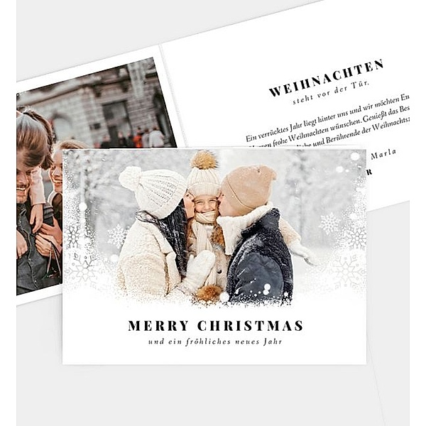Weihnachtskarte Schneegestöber, Klappkarte quer (148 x 105mm)