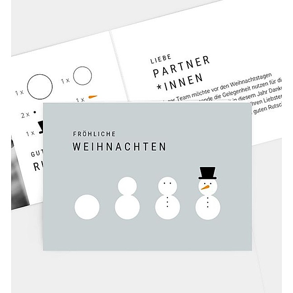 Weihnachtskarte Schneemann, Klappkarte quer (148 x 105mm)