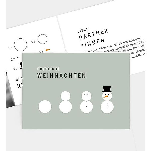 Weihnachtskarte Schneemann, Klappkarte quer (148 x 105mm)