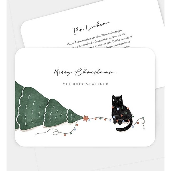Weihnachtskarte Turbulent Cat, Postkarte quer (170 x 120mm)