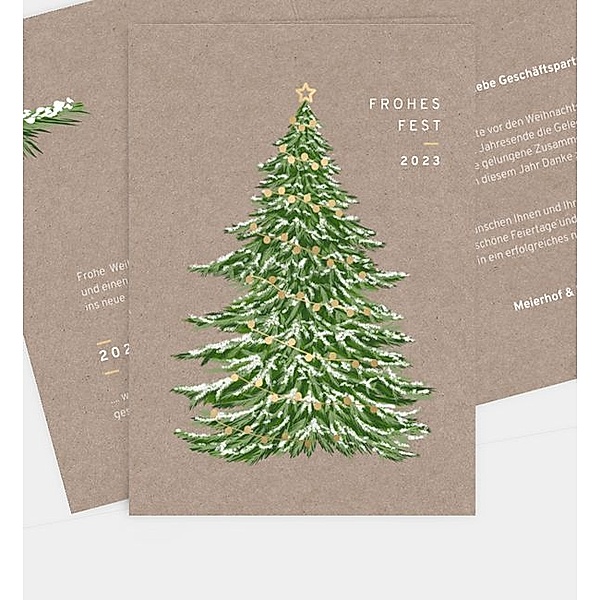 Weihnachtskarte Weihnachtsbaum · Vintage, Klappkarte hoch (120 x 170mm)