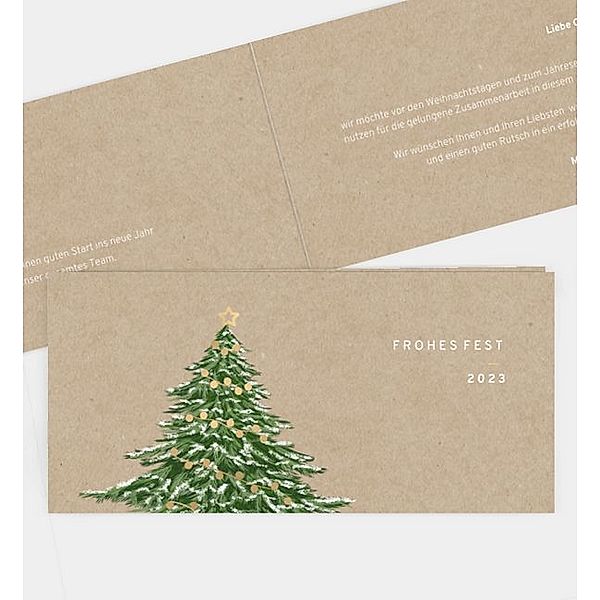 Weihnachtskarte Weihnachtsbaum · Vintage, Klappkarte quer  (210 x 100mm)