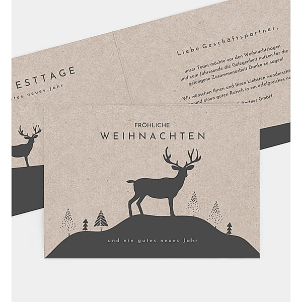 Weihnachtskarte Winterwald, Klappkarte quer (148 x 105mm)