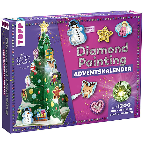 Weihnachtszauber - Der Diamond-Painting-Adventskalender. Mit Material und Werkzeug für 24 Baumanhänger, frechverlag