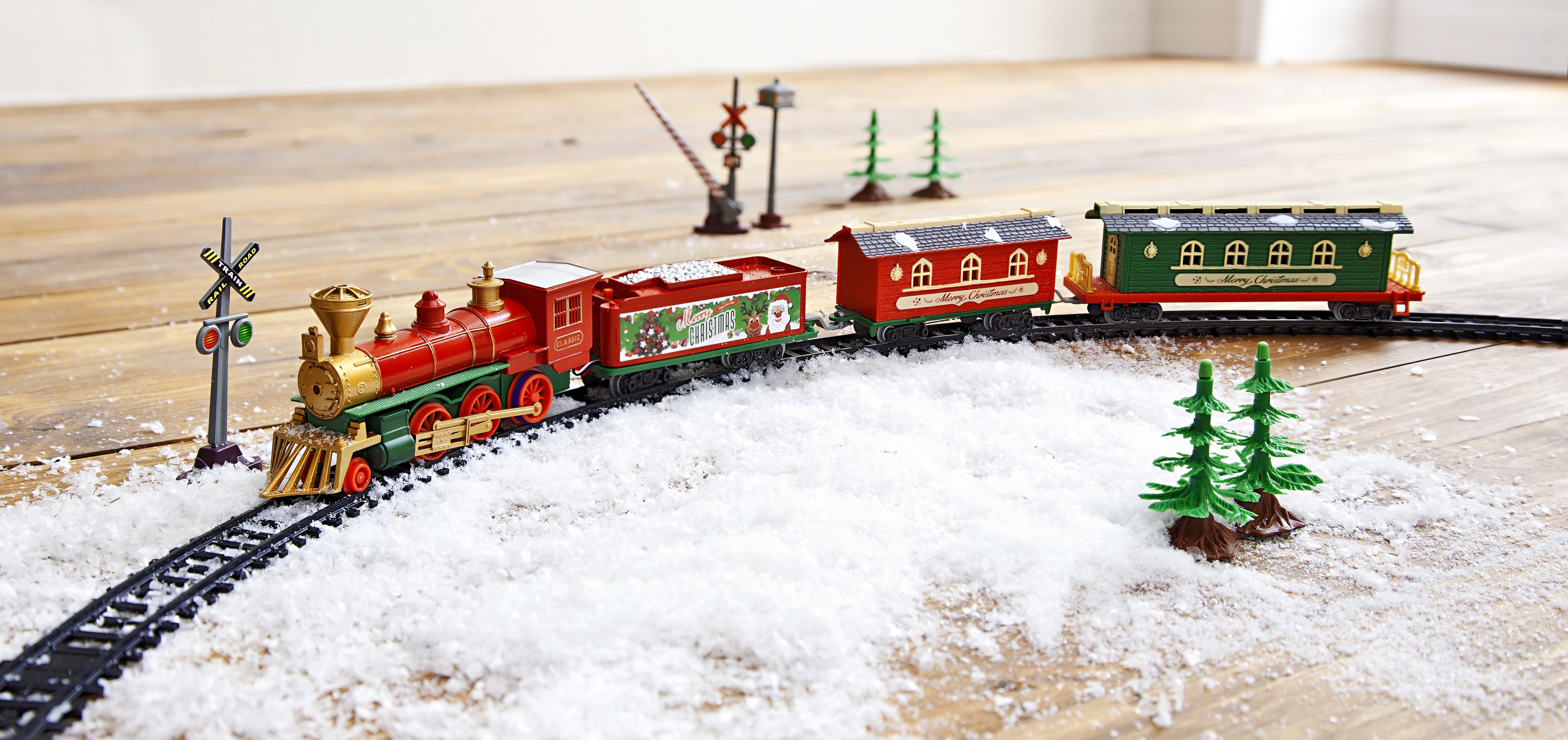 Weihnachtszug mit Licht & Sound Eisenbahn Zug elektrisch Nostalgie Schienen Deko 