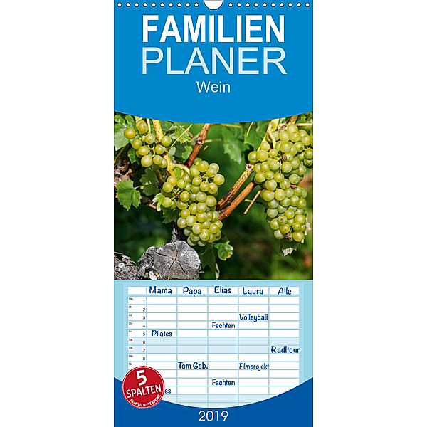 Wein - Familienplaner hoch (Wandkalender 2019 , 21 cm x 45 cm, hoch), Anette/Thomas Jäger