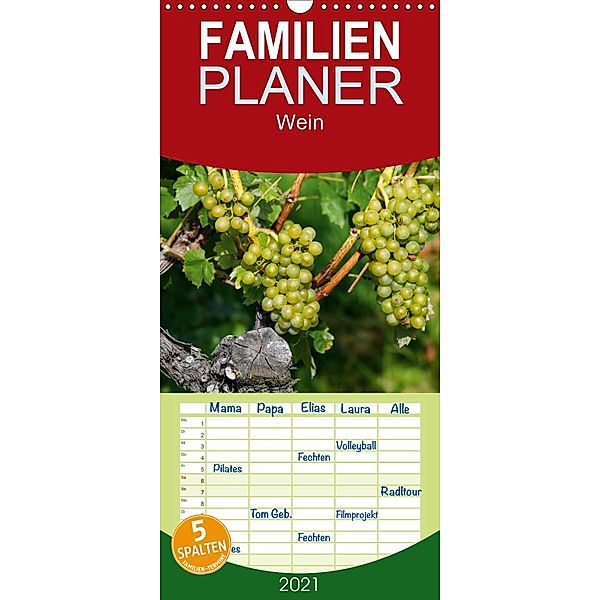 Wein - Familienplaner hoch (Wandkalender 2021 , 21 cm x 45 cm, hoch), Anette/Thomas Jäger