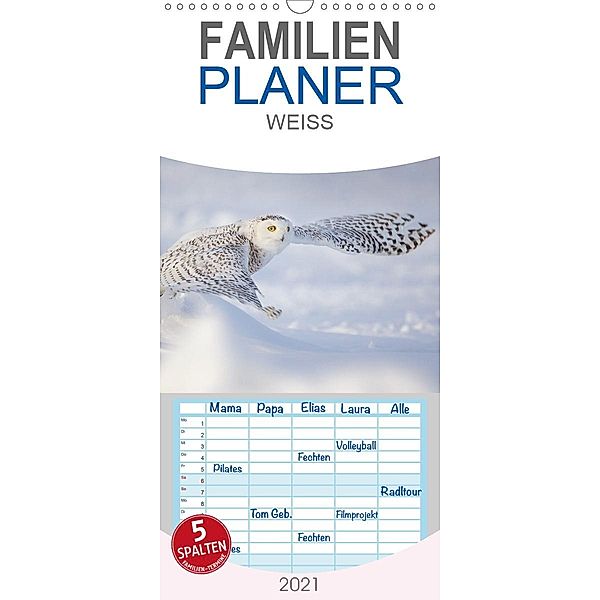 WEISS - Familienplaner hoch (Wandkalender 2021 , 21 cm x 45 cm, hoch), Marion Vollborn