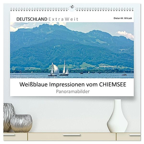 Weissblaue Impressionen vom Chiemsee (hochwertiger Premium Wandkalender 2025 DIN A2 quer), Kunstdruck in Hochglanz, Calvendo, Dieter-M. Wilczek