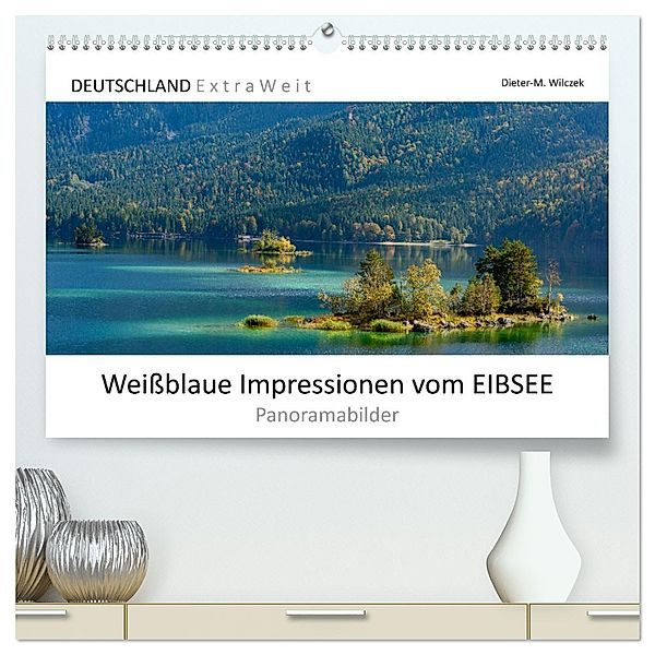 Weissblaue Impressionen vom Eibsee (hochwertiger Premium Wandkalender 2025 DIN A2 quer), Kunstdruck in Hochglanz, Calvendo, Dieter-M. Wilczek