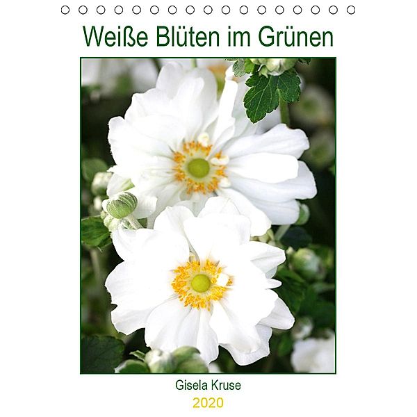 Weiße Blüten im Grünen (Tischkalender 2020 DIN A5 hoch), Gisela Kruse