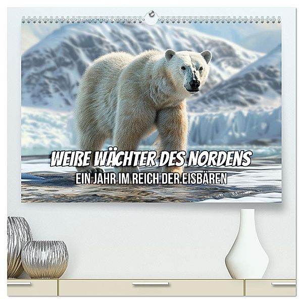 Weisse Wächter des Nordens: Ein Jahr im Reich der Eisbären (hochwertiger Premium Wandkalender 2025 DIN A2 quer), Kunstdruck in Hochglanz, Calvendo, Peter R. Stuhlmann