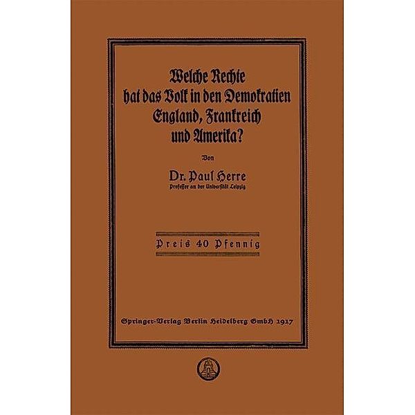 Welche Rechte hat das Volk in den Demokratien England, Frankreich und Amerika?, Paul Herre