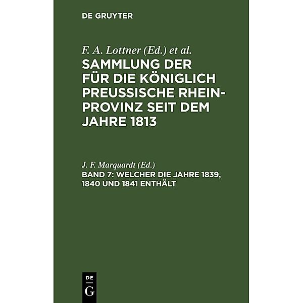 Welcher die Jahre 1839, 1840 und 1841 enthält