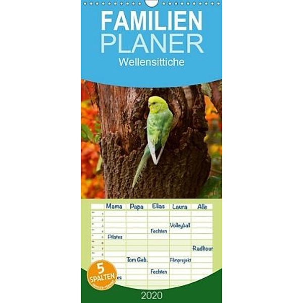 Wellensittiche - Familienplaner hoch (Wandkalender 2020 , 21 cm x 45 cm, hoch), Björn Bergmann