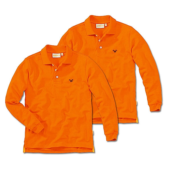 wellyou Doppelpack Polo-Shirt, langarm, orange(Größe: 116/122)