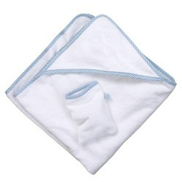 wellyou Riesen-Handtuch und Waschlappen, Vichy-Karo, blau-weiß