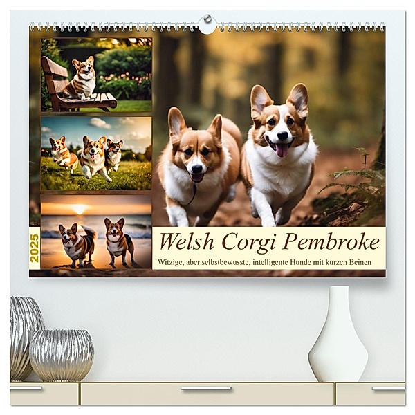 Welsh Corgi Pembroke (hochwertiger Premium Wandkalender 2025 DIN A2 quer), Kunstdruck in Hochglanz, Calvendo, Claudia Kleemann