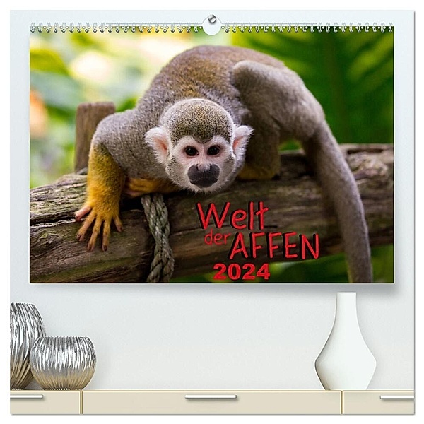 Welt der Affen (hochwertiger Premium Wandkalender 2024 DIN A2 quer), Kunstdruck in Hochglanz, M. Reznicek Photography