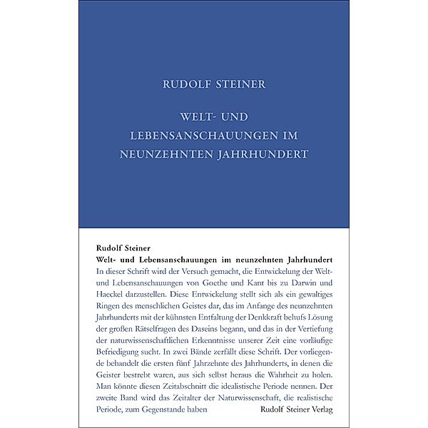 Welt- und Lebensanschauungen im neunzehnten Jahrhundert, Rudolf Steiner