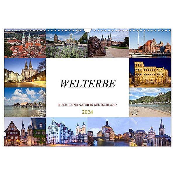 Welterbe - Kultur und Natur in Deutschland (Wandkalender 2024 DIN A3 quer), CALVENDO Monatskalender, U boeTtchEr