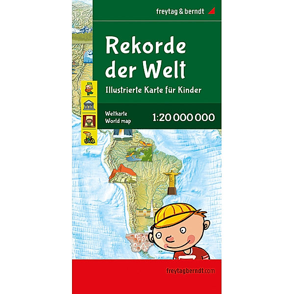 Weltkarte für Kinder, 1:20.000.000, Poster metallbestäbt, freytag & berndt