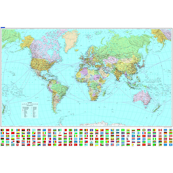 Weltkarte politisch mit Relief (d,f,e) 1:30 Mio. Poster