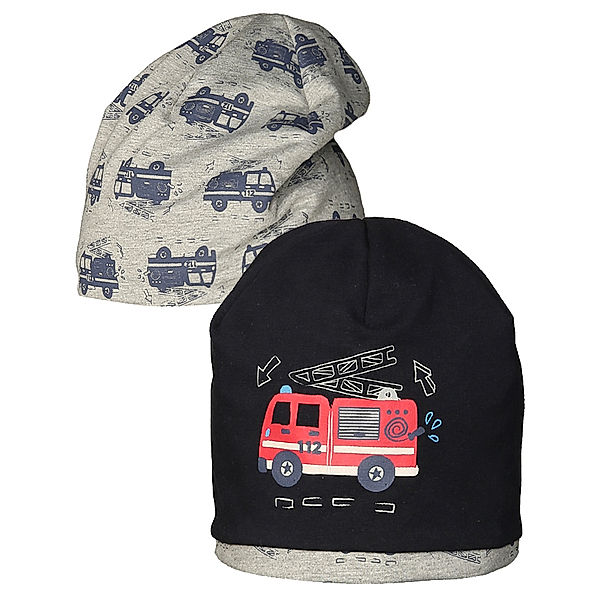 maximo Wende-Beanie FEUERWEHR in navy/grau melange