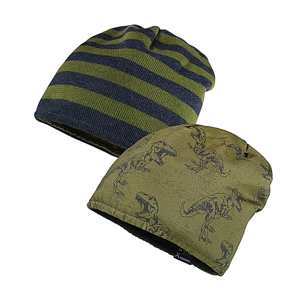 maximo Wende-Beanie T-REX in carbon meliert/chive