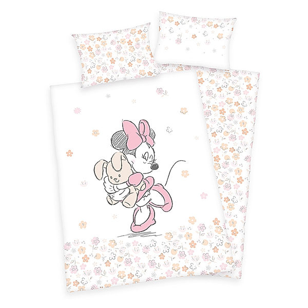 HERDING Wende-Bettwäsche DISNEY‘S MINNIE MOUSE (100x135/40x60) in weiss/pink