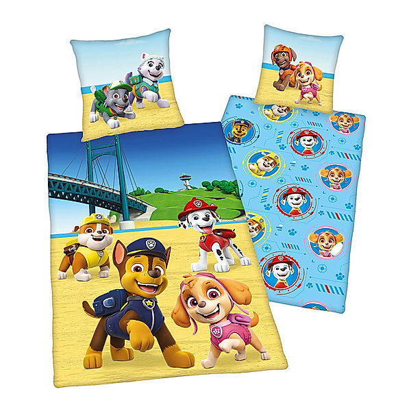 HERDING Wende-Bettwäsche PAW PATROL (135x200/80x80) in bunt