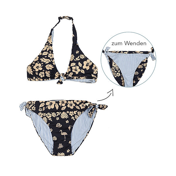 Scotch R`Belle Wende-Bikini HAWAII FLOWERS in dunkelblau/beige