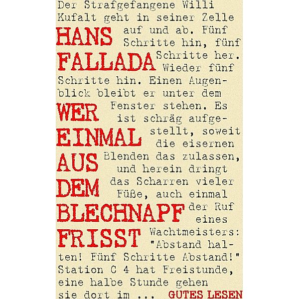 Wer einmal aus dem Blechnapf frißt, Hans Fallada