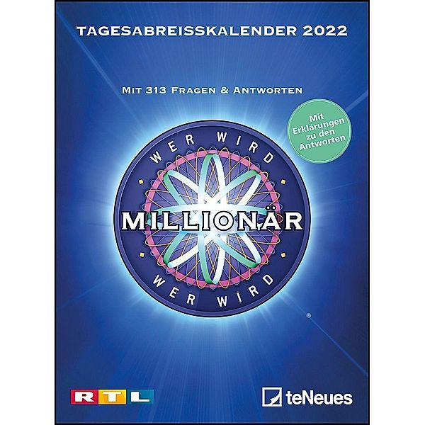 Wer wird Millionär 2022 Tagesabreisskalender - 11,8x15,9 - Rätselkalender - Knobelkalender - Tischkalender