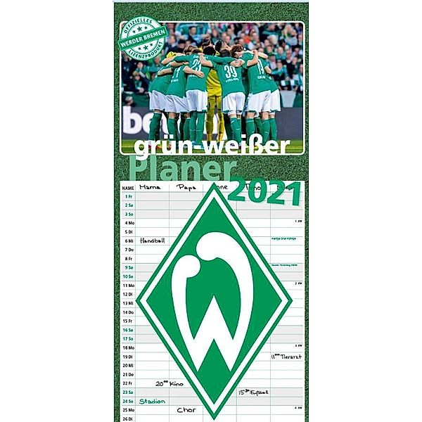 Werder Bremen - grün-weißer Planer 2021, Carl Schünemann Verlag