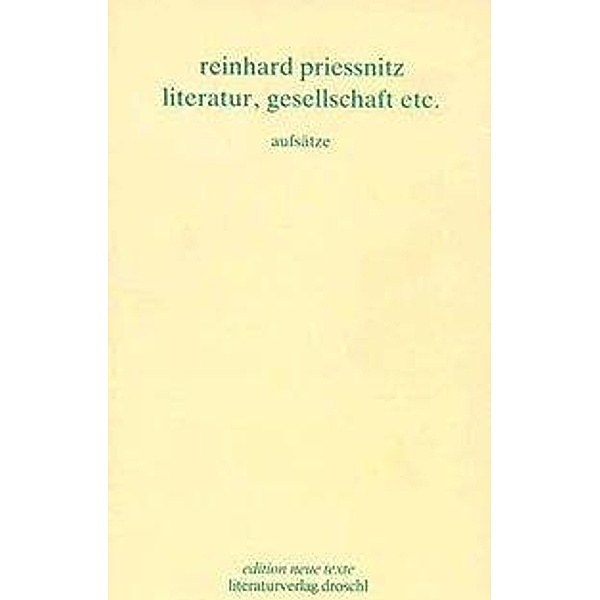 Werkausgabe / Literatur, Gesellschaft etc., Reinhard Priessnitz