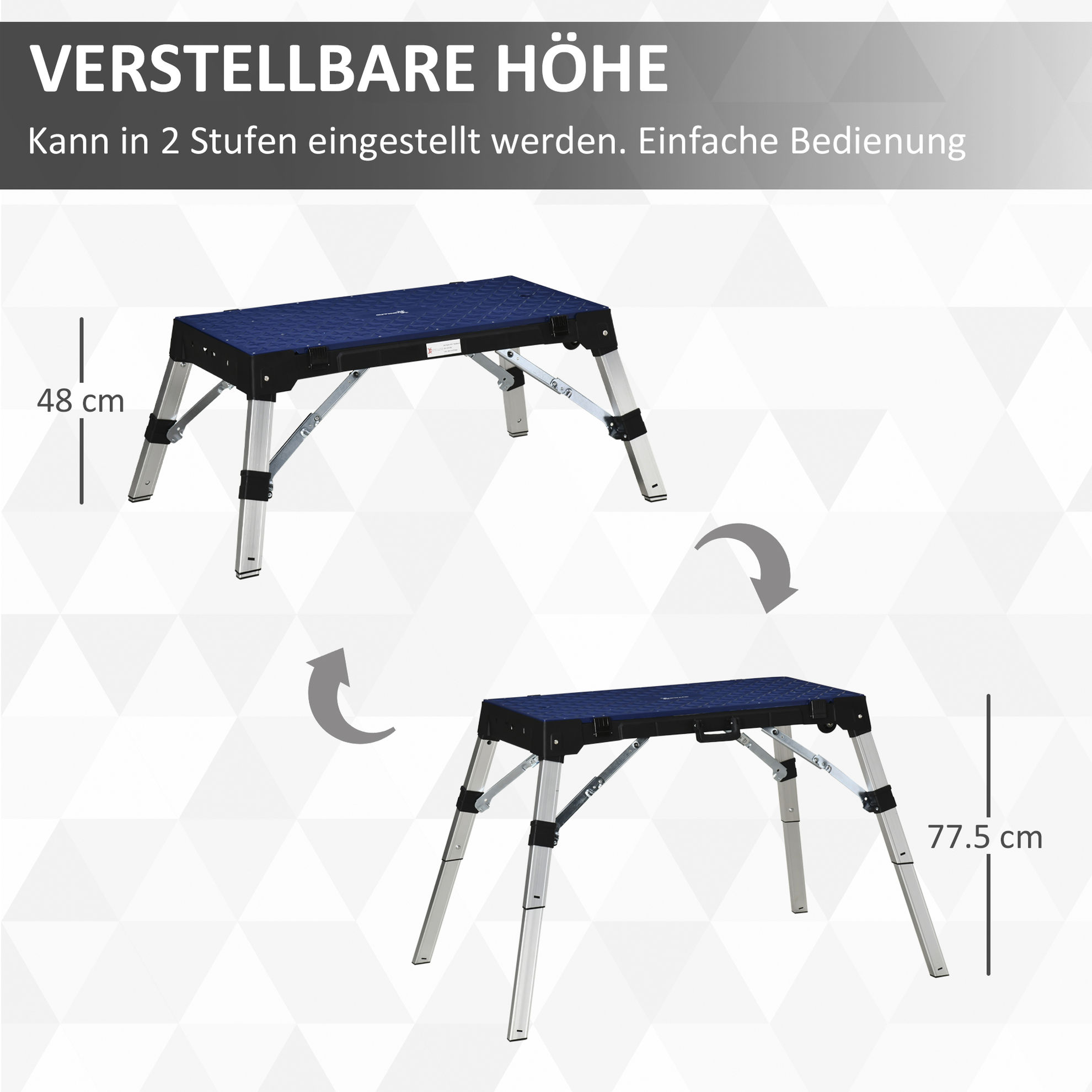 Verstellbarfunktion Werkbank blau, schwarz, mit blau Farbe: silber