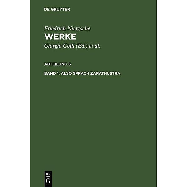 Werke. Abteilung 6 Band 1, Friedrich Nietzsche