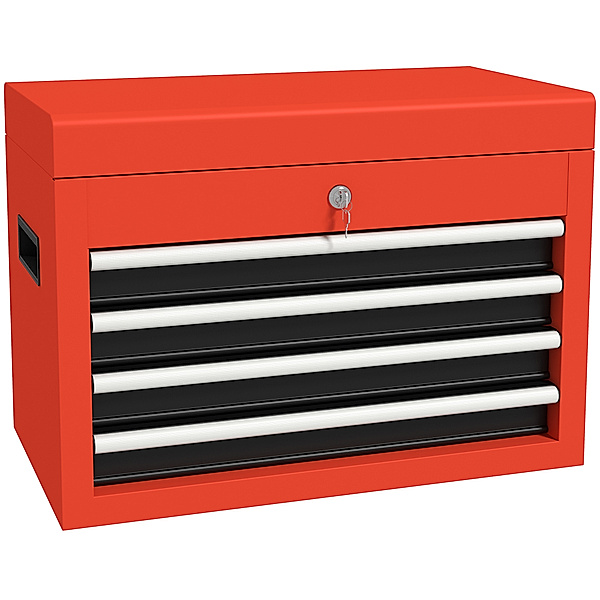 Werkzeugkasten mit 4 Schubladen und Schlüssel rot (Farbe: rot)