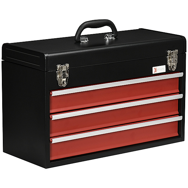 Werkzeugkiste mit 3 Schubladen schwarz, rot (Farbe: schwarz, rot)