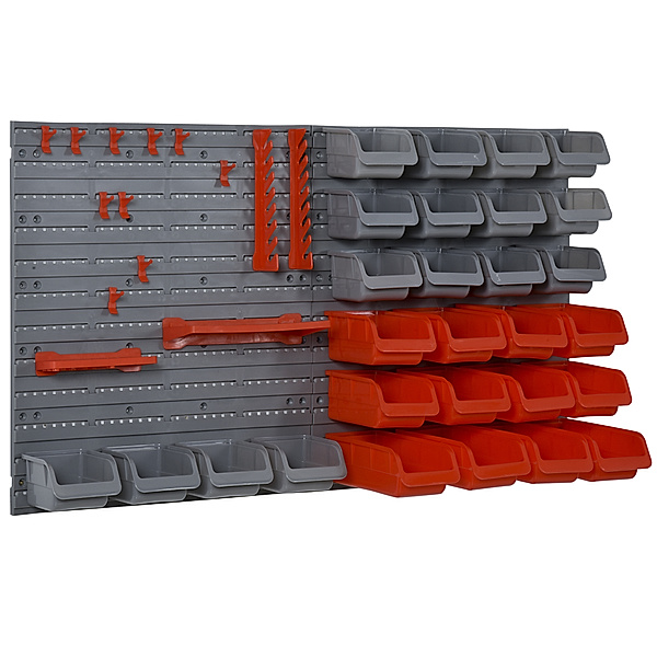 Werkzeugwand-Set 44-teilig (Farbe: rot, grau)