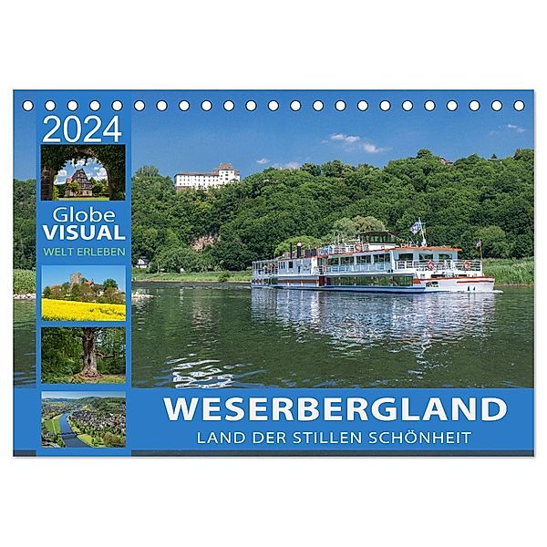 WESERBERGLAND - Land der stillen Schönheit (Tischkalender 2024 DIN A5 quer), CALVENDO Monatskalender, Globe VISUAL