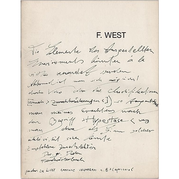 West, F: FRANZ WEST. WORKS 1970-1985, Franz West