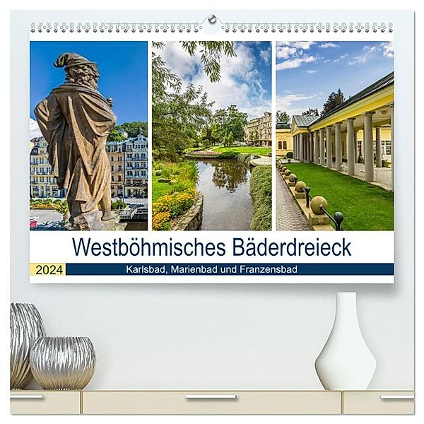 Westböhmisches Bäderdreieck - Karlsbad, Marienbad und Franzensbad (hochwertiger Premium Wandkalender 2024 DIN A2 quer), Kunstdruck in Hochglanz, Melanie Viola